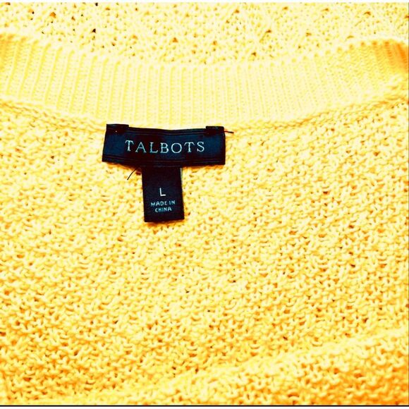 Talbots Yellow Open-Knit Crewneck Sweater | Fall Layering Essential - Picture 13 of 15